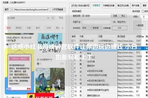 这些小红书游戏运营软件让你边玩边赚钱 小白也能轻松上手