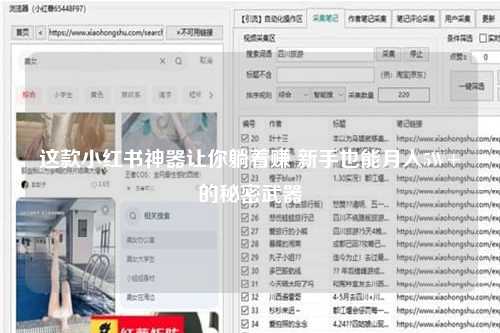 这款小红书神器让你躺着赚 新手也能月入5W+的秘密武器
