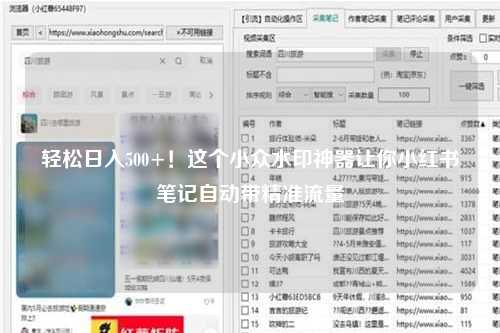 轻松日入500+！这个小众水印神器让你小红书笔记自动带精准流量