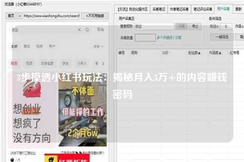 3步摸透小红书玩法：揭秘月入3万+的内容赚钱密码