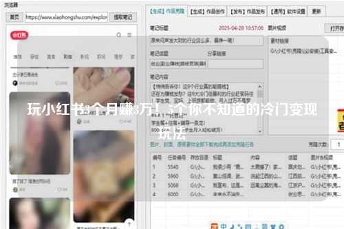 玩小红书3个月赚3万！5个你不知道的冷门变现玩法