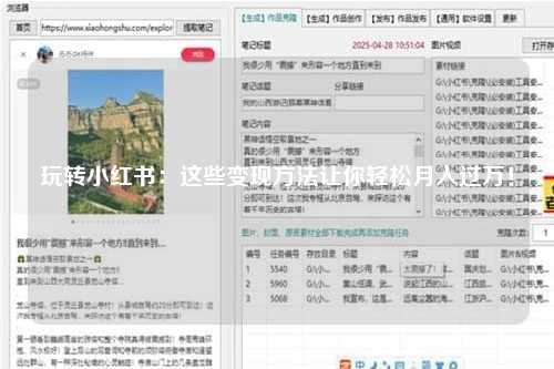 玩转小红书：这些变现方法让你轻松月入过万！